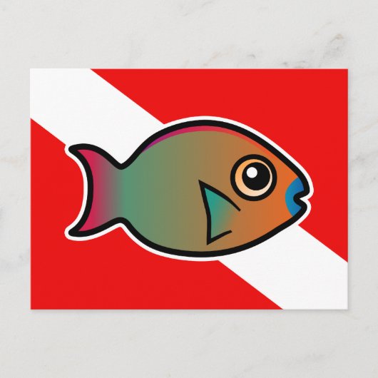 Cartoon Rainbow Parrotfish Duikvlag Briefkaart (Voorkant)