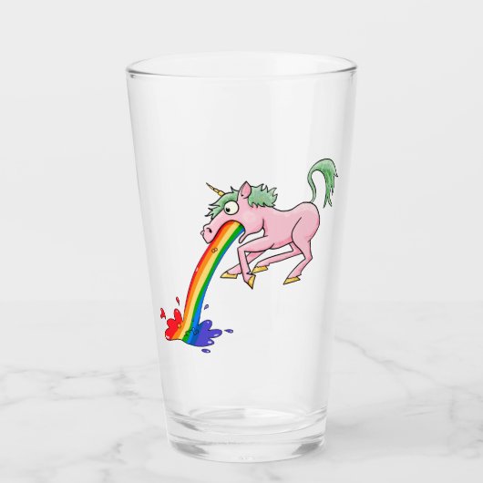 Cartoon Rainbow Unicorn Glas (Voorkant)