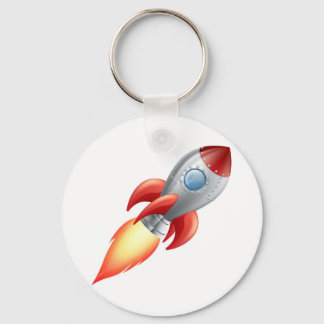 Cartoon raketruimtevaartuig sleutelhanger