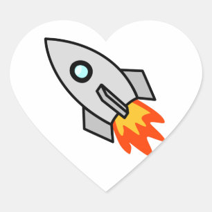 Cartoon raketschip hart sticker