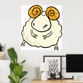 Cartoon Ram Sheep Poster (Thuiskantoor)