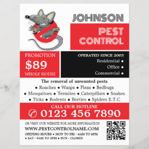 Cartoon rat Logo - ongediertebestrijding Advertere Flyer