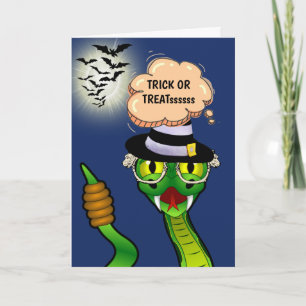 Cartoon ratelslang leuke truc traktaties Halloween Kaart