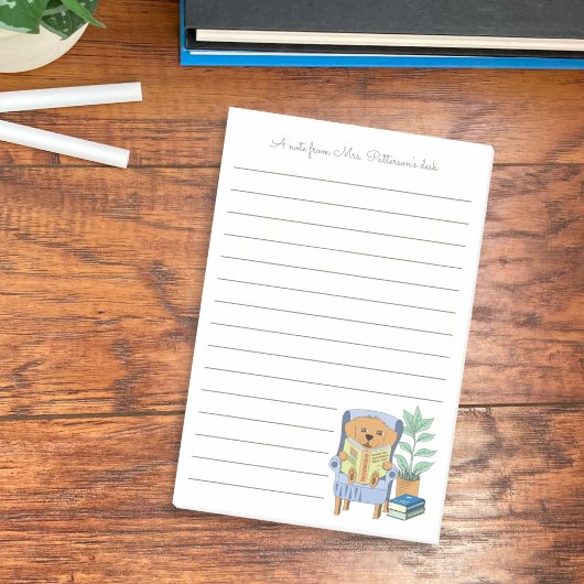 Cartoon Reading Dog Librarian Post-It Notes