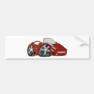 Cartoon Red Car Art Bumpersticker