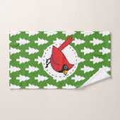 Cartoon Red Cardinal (Serviette à main)