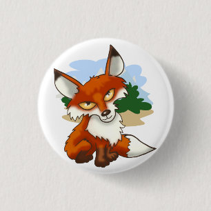 Cartoon Red Fox Ronde Button 3,2 Cm