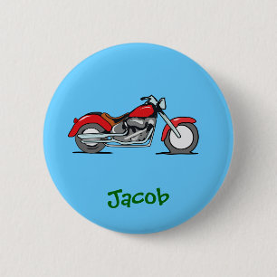 Cartoon Red MotorCycle - MotorBike Ronde Button 5,7 Cm
