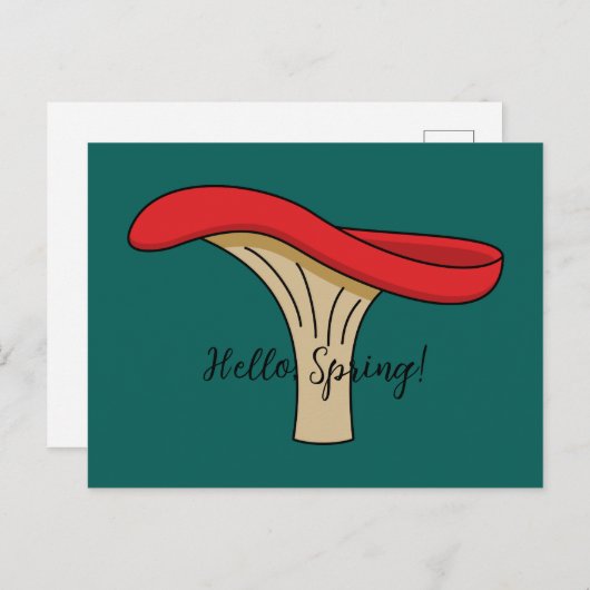 Cartoon Red Mushroom | Tekst toevoegen Feestdagenkaart (Voorkant / Achterkant)