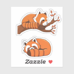 Cartoon Red Panda Slapen en in Tree Sticker