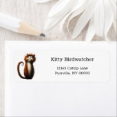 Cartoon Reddish Brown Cat Funny Retouradres Etiket (Insitu)