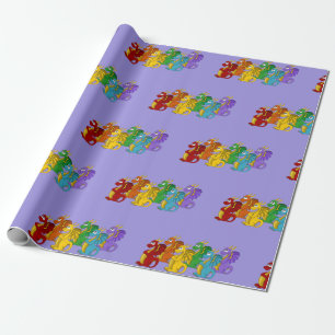 Cartoon regenboogkleurige draken cadeaupapier