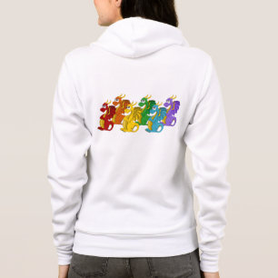 Cartoon regenboogkleurige draken hoodie