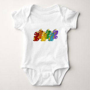 Cartoon regenboogkleurige draken romper