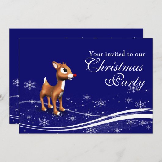 Cartoon Reindeer en kerstman Kaart (Voorkant / Achterkant)