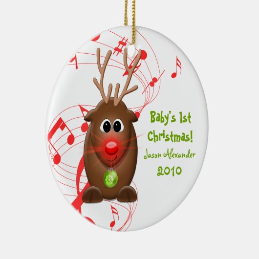 Cartoon rendier baby's eerste kerst Ornament (Rechts)