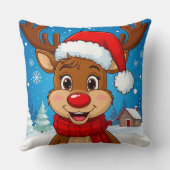 Cartoon rendier met kerstmuts kussen (Achterkant)