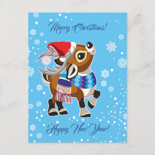 cartoon rendier of karibou. Vrolijk kerstfeest Briefkaart