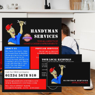 Cartoon Repairman, Handyman Adverteren Flyer