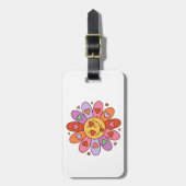 cartoon retro groovy hippie liefhebber daisy flowe bagagelabel (Voorkant verticaal)