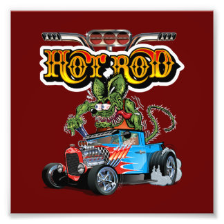 Cartoon retro hete stang foto afdruk