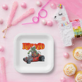 Cartoon retro hete stang papieren bordje (Feest)