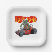 Cartoon retro hete stang papieren bordje (Voorkant)