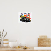 Cartoon retro hete stang poster (Keuken)
