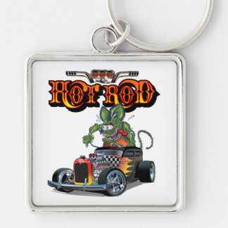 Cartoon retro hete stang sleutelhanger