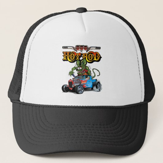 Cartoon retro hete stang trucker pet (Voorkant)