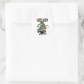 Cartoon retro rattenstaaf ronde sticker (Tas)