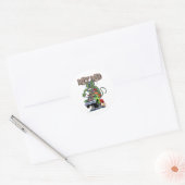 Cartoon retro rattenstaaf ronde sticker (Envelop)