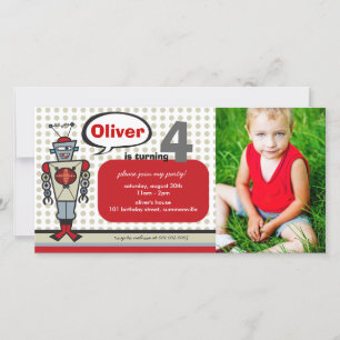 Cartoon Retro Robot Cute Kinder Boy Birthday Party