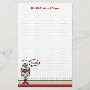 Cartoon Retro Robot Cute Kinder Boy Birthday Party Briefpapier