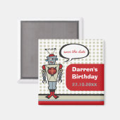 Cartoon Retro Robot Cute Kinder Boy Birthday Party Magneet (Voorkant / Achterkant)