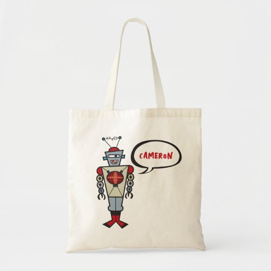 Cartoon Retro Robot Cute Kinder Boy Birthday Party Tote Bag (Voorkant)