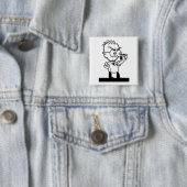  cartoon retro science chemist strips vierkante button 5,1 cm (In situ)