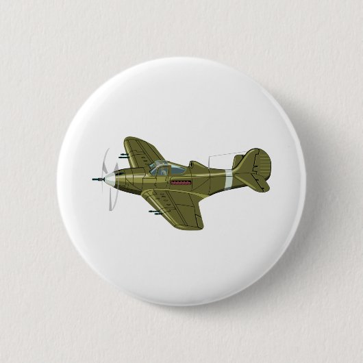 Cartoon retrorevliegtuig ronde button 5,7 cm (Voorkant)