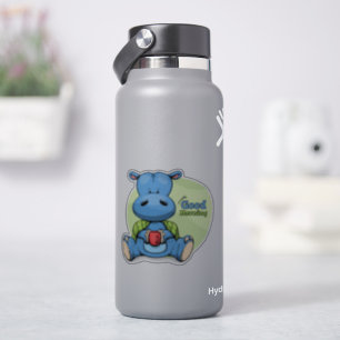 Cartoon Rhino   4 x 4 inch — Glanzend transparant Sticker
