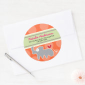 Cartoon Rhino Kind Eigen adres Etiket Sticker (Envelop)
