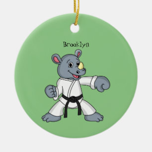 Cartoon rhino kung fu cartoon keramisch ornament