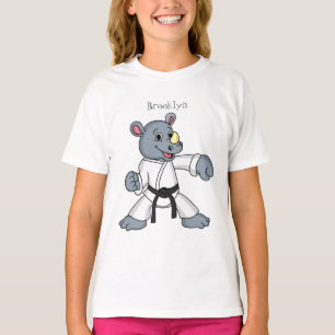 Cartoon rhino kung fu cartoon t-shirt