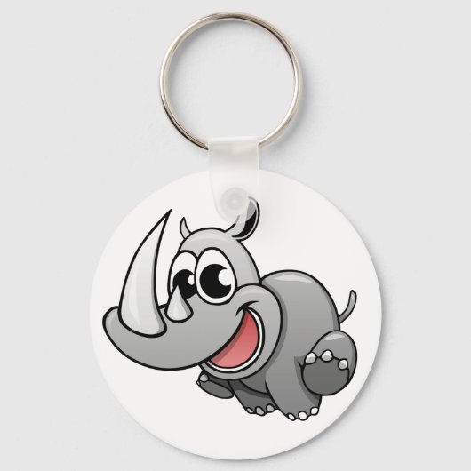 Cartoon Rhino Sleutelhanger (Voorkant)