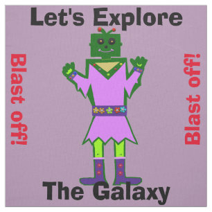 Cartoon Robot Girl Alien Blast van Paars Stof