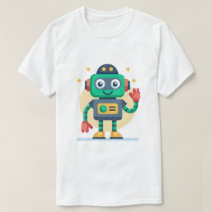 Cartoon Robot T-shirt Leuk Jeugd Grafisch T-shirt