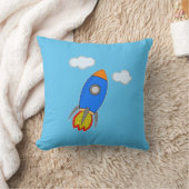 Cartoon Rocket and Clouds Kussen (Deken)