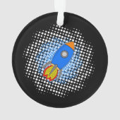 Cartoon Rocket met Halftones Melkweg Ornament (achterkant)