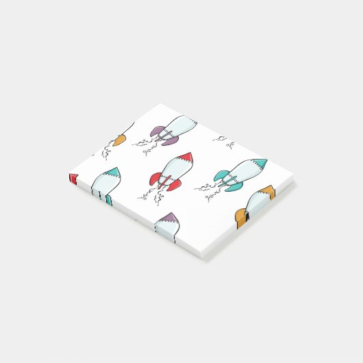 Cartoon Rocket Ship Pattern Post-it® Notes (Schuin)