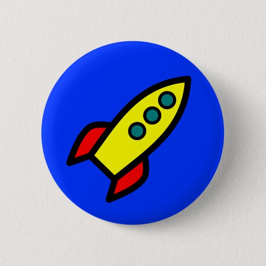Cartoon Rocket Ship Ronde Button 5,7 Cm (Voorkant)