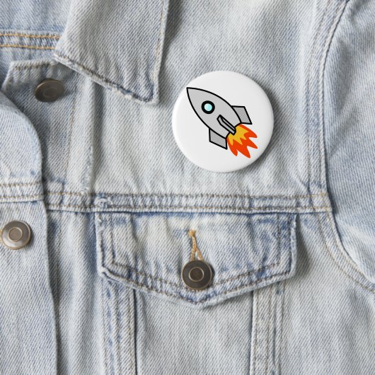 Cartoon Rocket Ship Ronde Button 5,7 Cm (In situ)